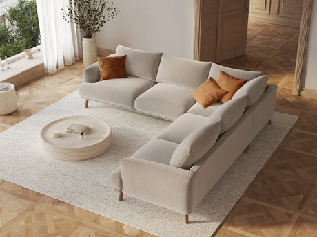 Naomi 5-Sitzer Ecksofa, Symmetrisch, aus Samt in Beige (Salvador 1), 280x280 cm von Micadoni – Bild 2