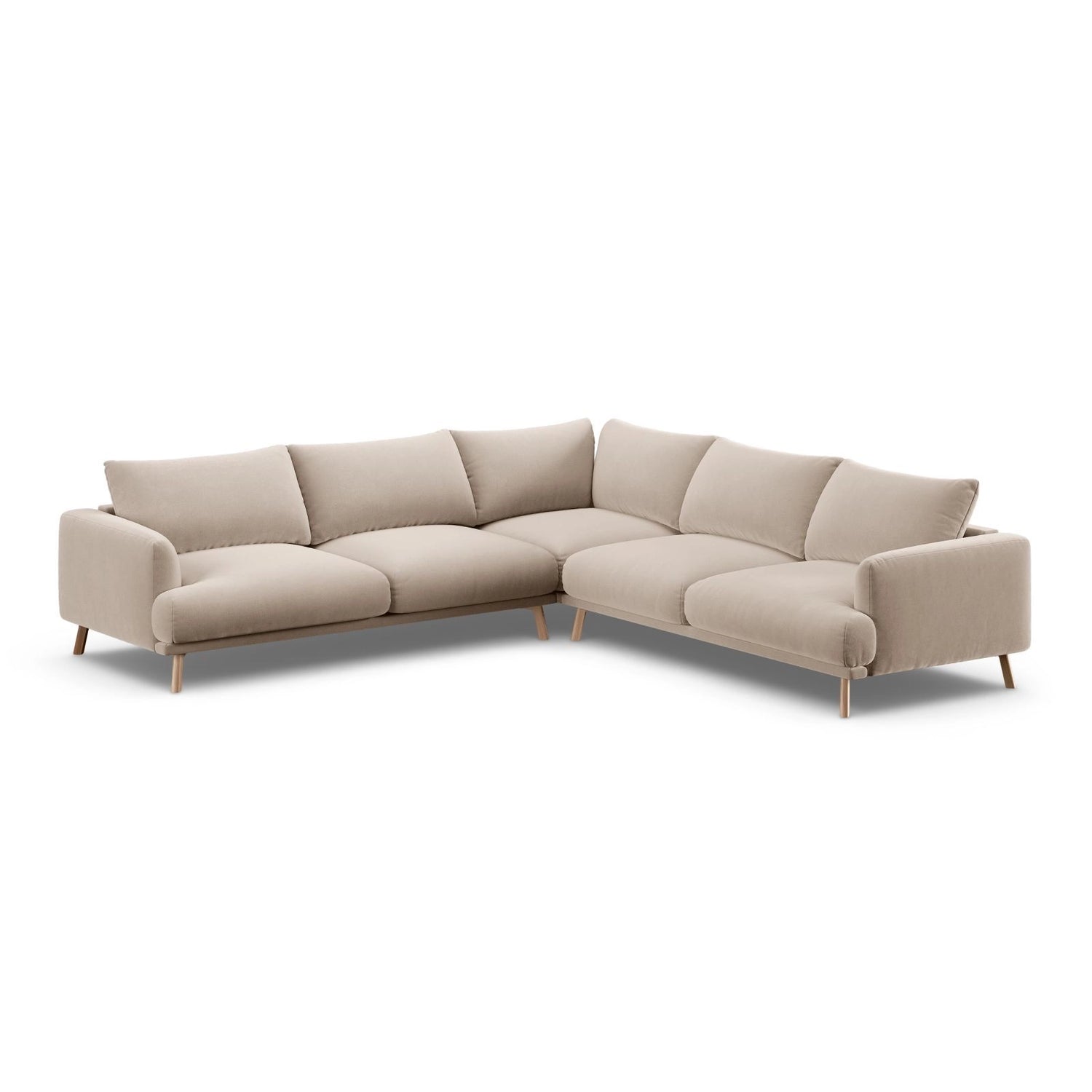 Naomi 5-Sitzer Ecksofa, Symmetrisch, aus Samt in Beige (Salvador 1), 280x280 cm von Micadoni – Bild 4