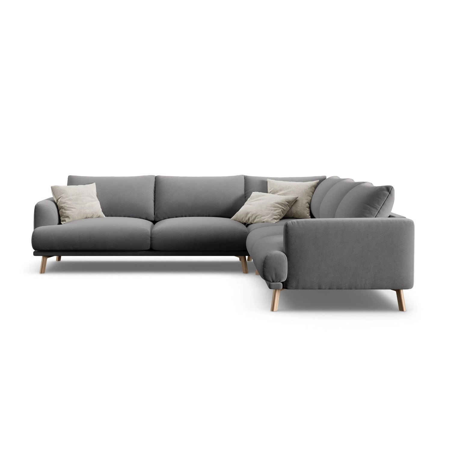 Naomi 5-Sitzer Ecksofa, Symmetrisch, aus Samt in Grau (Salvador 17), 280x280 cm von Micadoni – Bild 1