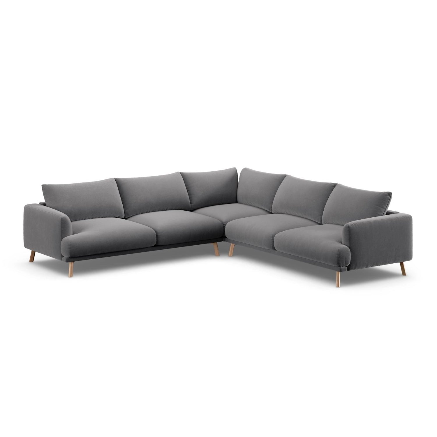 Naomi 5-Sitzer Ecksofa, Symmetrisch, aus Samt in Grau (Salvador 17), 280x280 cm von Micadoni – Bild 4