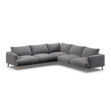 Naomi 5-Sitzer Ecksofa, Symmetrisch, aus Samt in Grau (Salvador 17), 280x280 cm von Micadoni – Bild 4