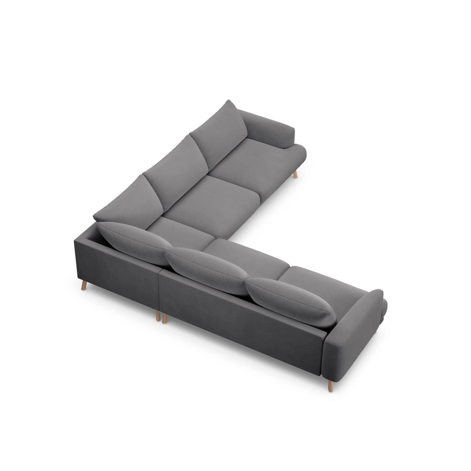 Naomi 5-Sitzer Ecksofa, Symmetrisch, aus Samt in Grau (Salvador 17), 280x280 cm von Micadoni – Bild 5