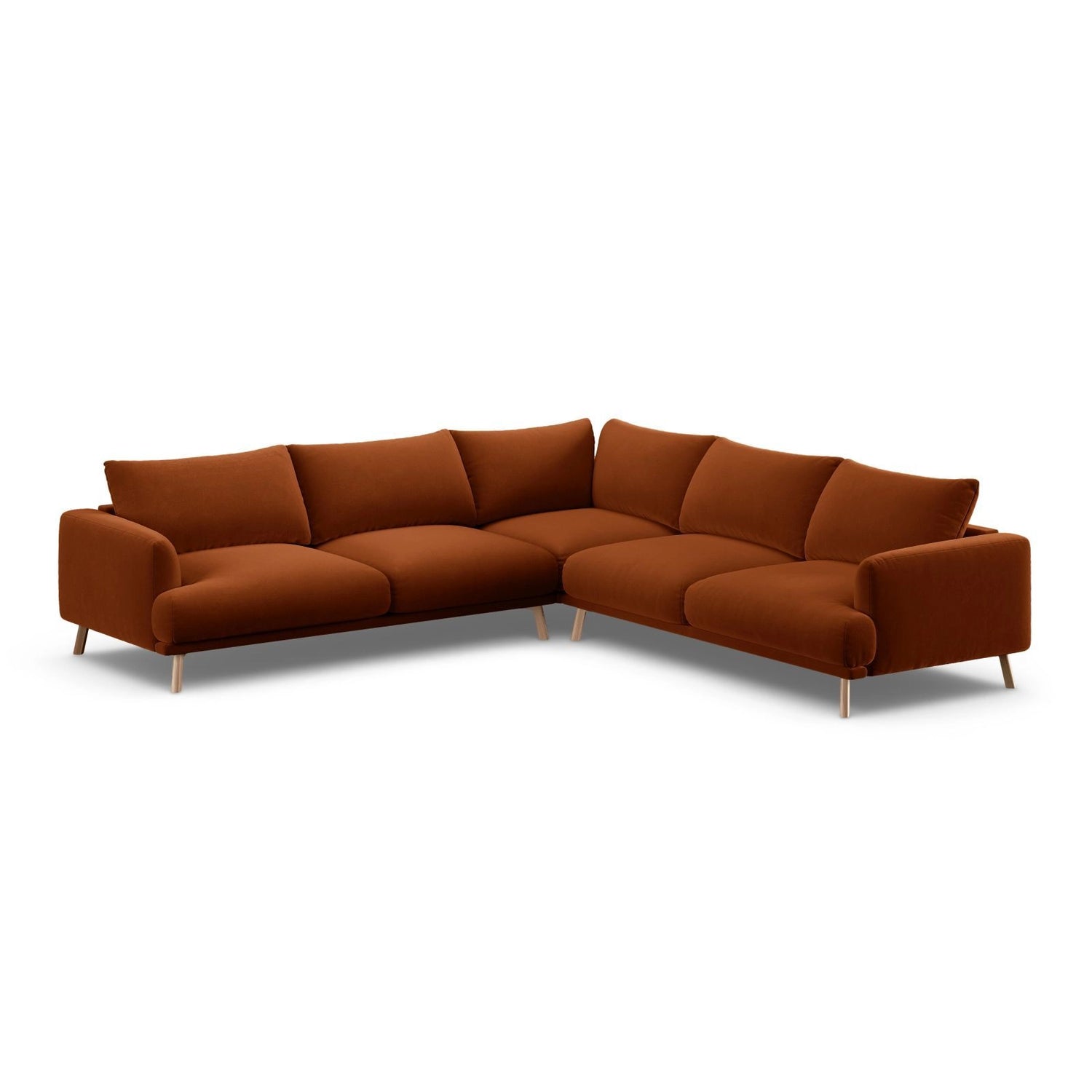 Naomi 5-Sitzer Ecksofa, Symmetrisch, aus Samt in Terrakotta (Salvador 14), 280x280 cm von Micadoni – Bild 4