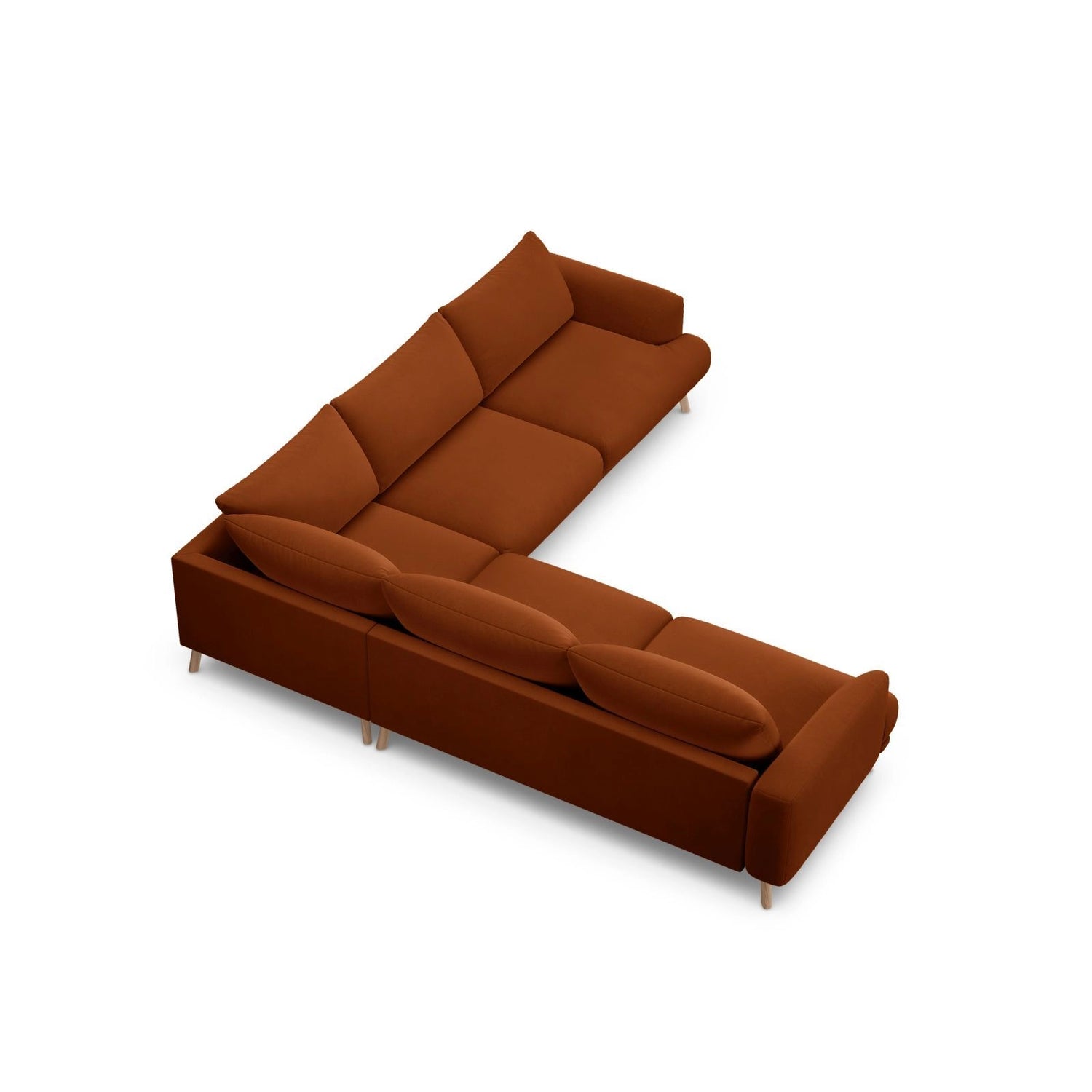 Naomi 5-Sitzer Ecksofa, Symmetrisch, aus Samt in Terrakotta (Salvador 14), 280x280 cm von Micadoni – Bild 5