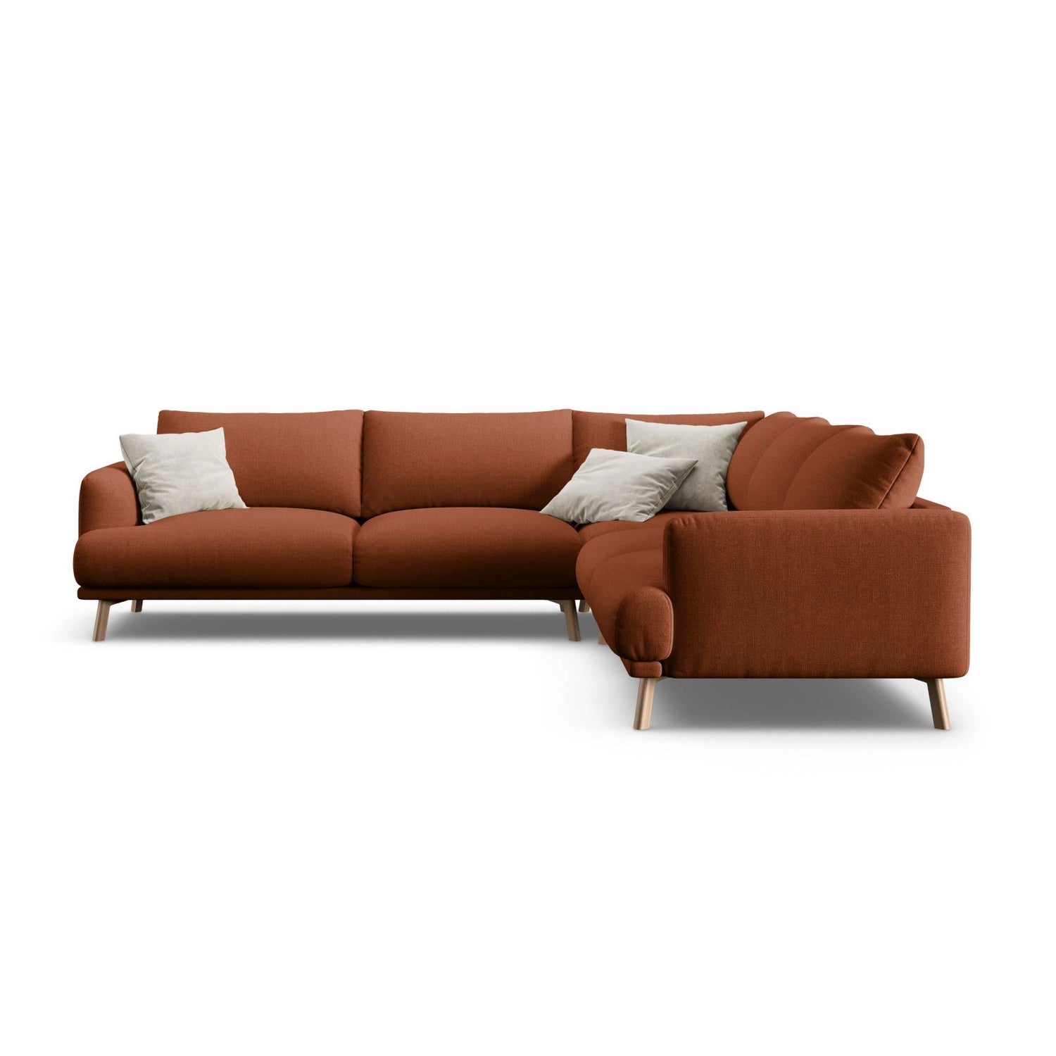 Naomi 5-Sitzer Ecksofa, Symmetrisch, aus Strukturierter Stoff in Brick (Liberty 9), 280x280 cm von Micadoni – Bild 1