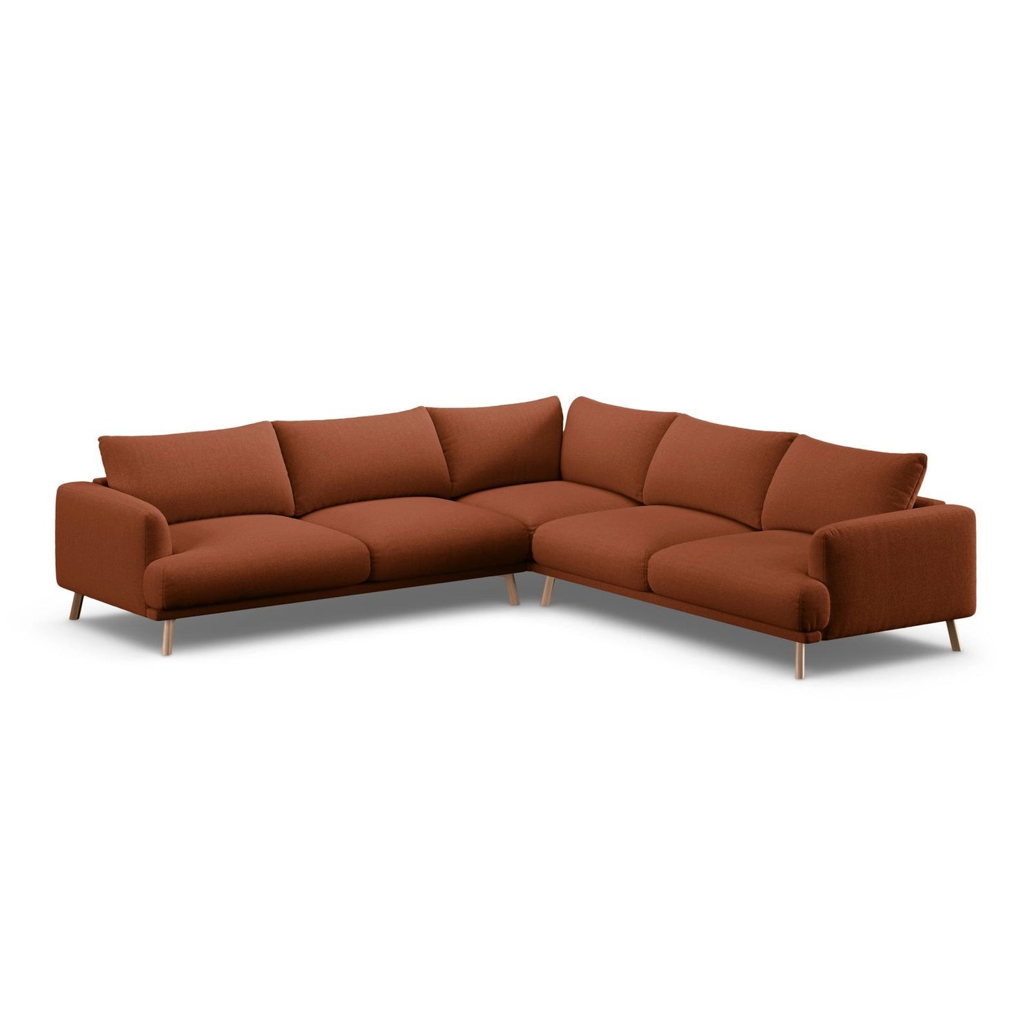 Naomi 5-Sitzer Ecksofa, Symmetrisch, aus Strukturierter Stoff in Brick (Liberty 9), 280x280 cm von Micadoni – Bild 4