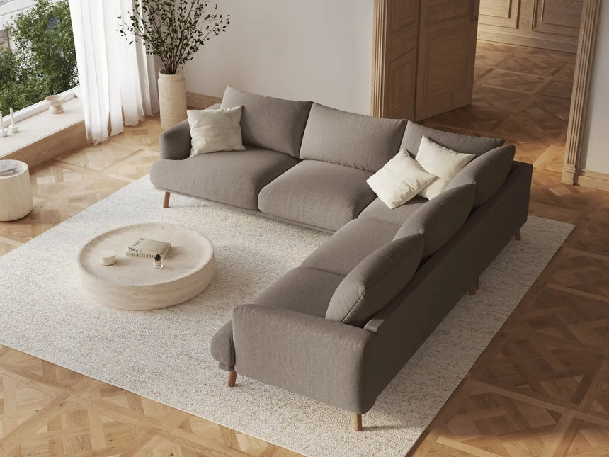 Naomi 5-Sitzer Ecksofa, Symmetrisch, aus Strukturierter Stoff in Cappuccino (Liberty 5), 280x280 cm von Micadoni – Bild 2
