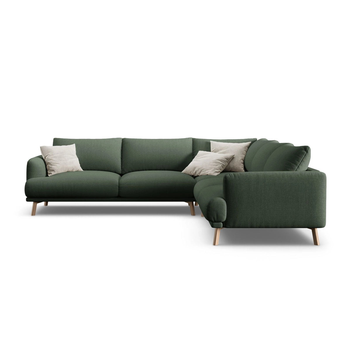 Naomi 5-Sitzer Ecksofa, Symmetrisch, aus Strukturierter Stoff in Moosgrün (Liberty 12), 280x280 cm von Micadoni – Bild 1
