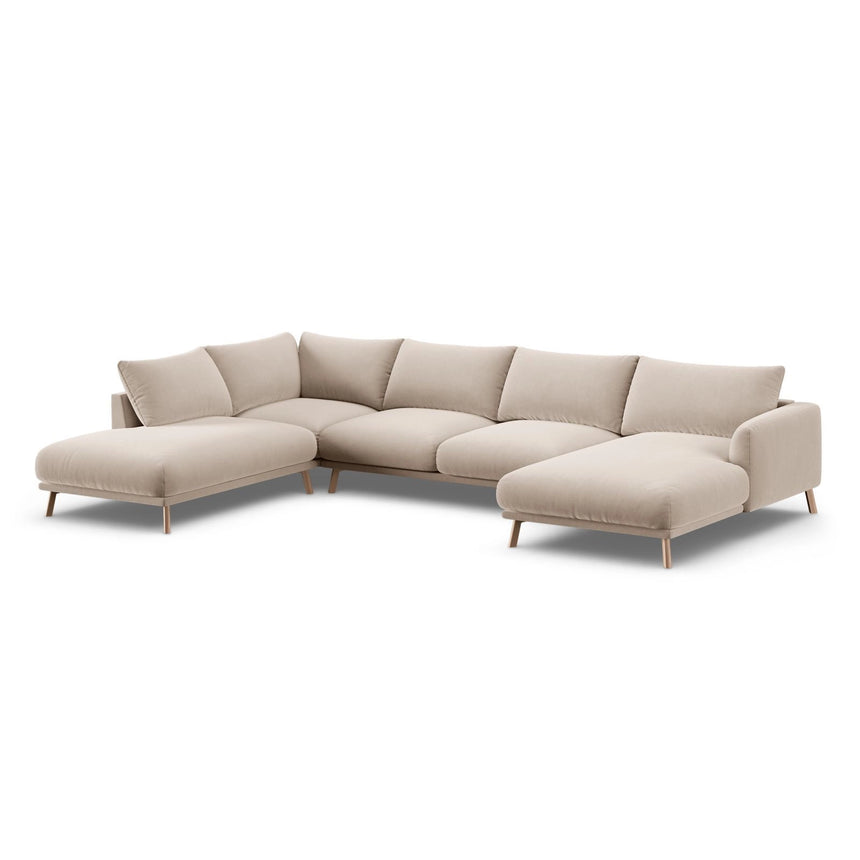 Naomi 6-Sitzer Panoramasofa, Linke Seite, aus Samt in Beige (Salvador 1), 365x235 cm von Micadoni – Bild 4