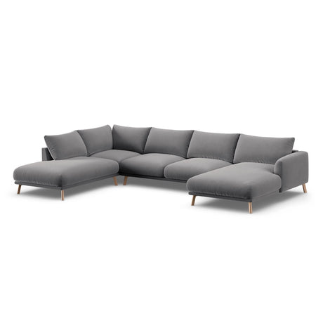 Naomi 6-Sitzer Panoramasofa, Linke Seite, aus Samt in Grau (Salvador 17), 365x235 cm von Micadoni – Bild 4