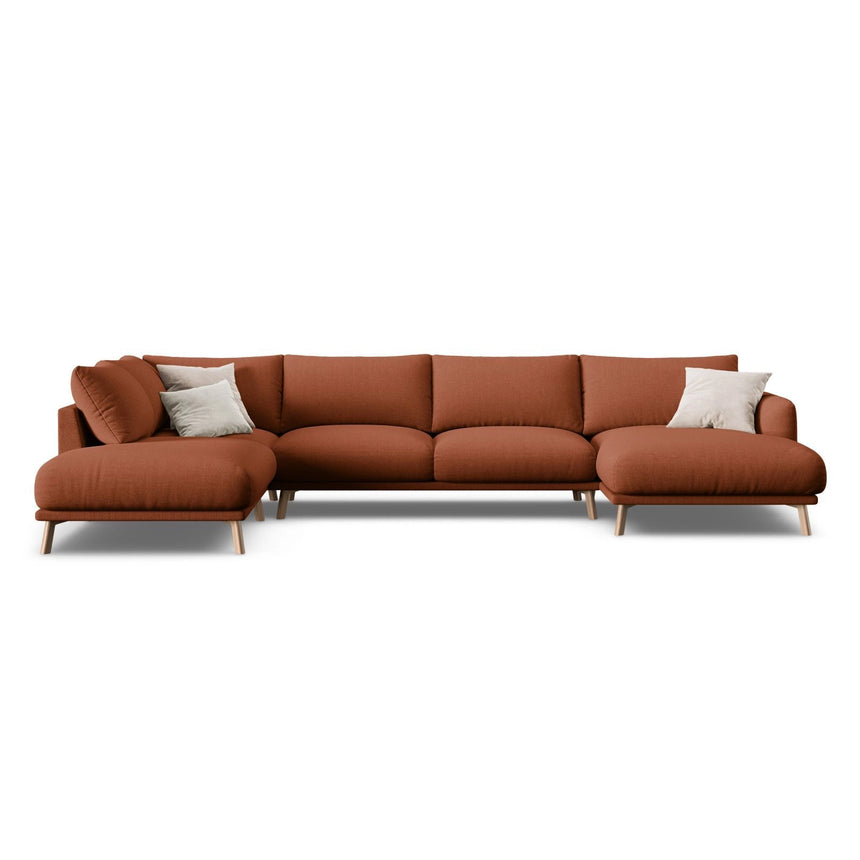 Naomi 6-Sitzer Panoramasofa, Linke Seite, aus Strukturierter Stoff in Brick (Liberty 9), 365x235 cm von Micadoni – Bild 1