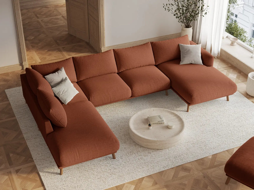 Naomi 6-Sitzer Panoramasofa, Linke Seite, aus Strukturierter Stoff in Brick (Liberty 9), 365x235 cm von Micadoni – Bild 2
