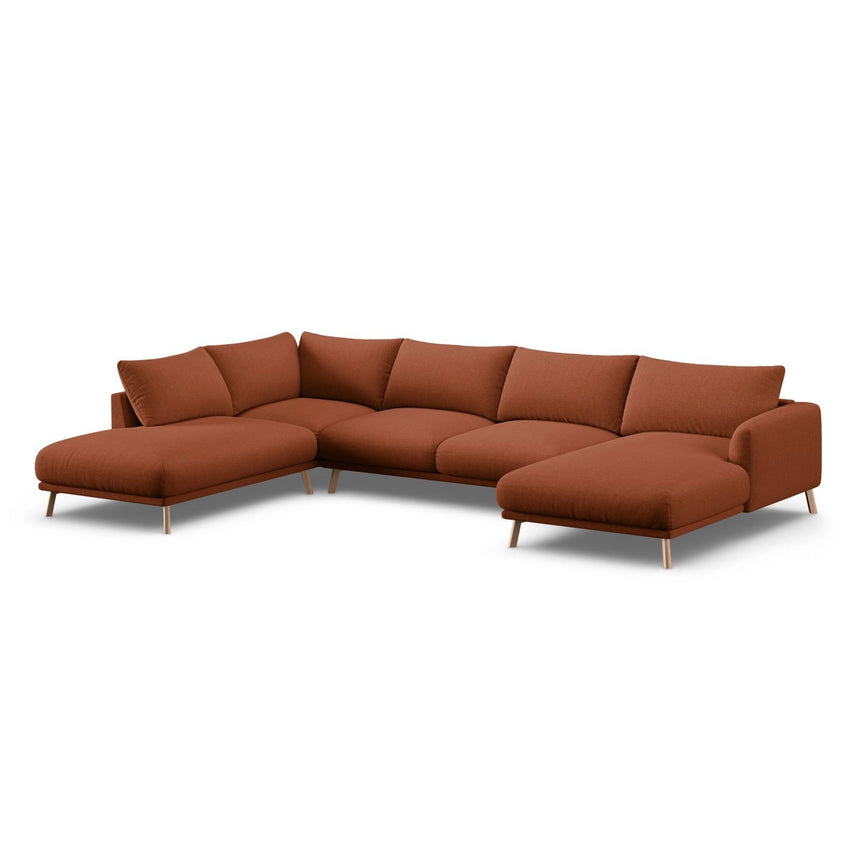 Naomi 6-Sitzer Panoramasofa, Linke Seite, aus Strukturierter Stoff in Brick (Liberty 9), 365x235 cm von Micadoni – Bild 4