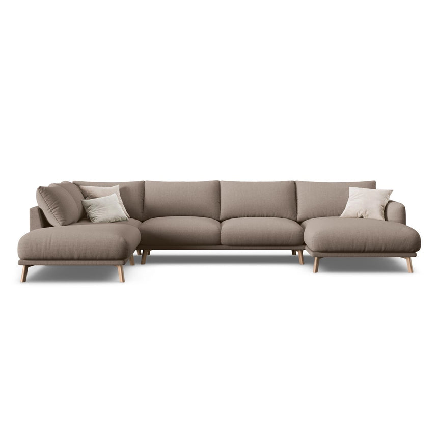 Naomi 6-Sitzer Panoramasofa, Linke Seite, aus Strukturierter Stoff in Cappuccino (Liberty 5), 365x235 cm von Micadoni – Bild 1