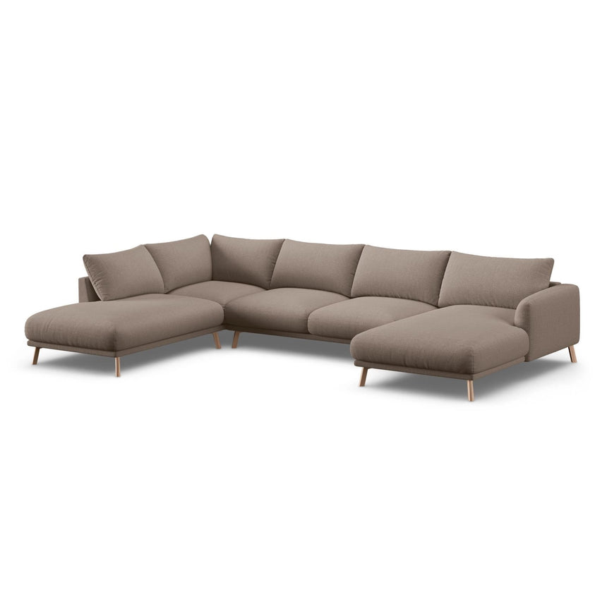Naomi 6-Sitzer Panoramasofa, Linke Seite, aus Strukturierter Stoff in Cappuccino (Liberty 5), 365x235 cm von Micadoni – Bild 4