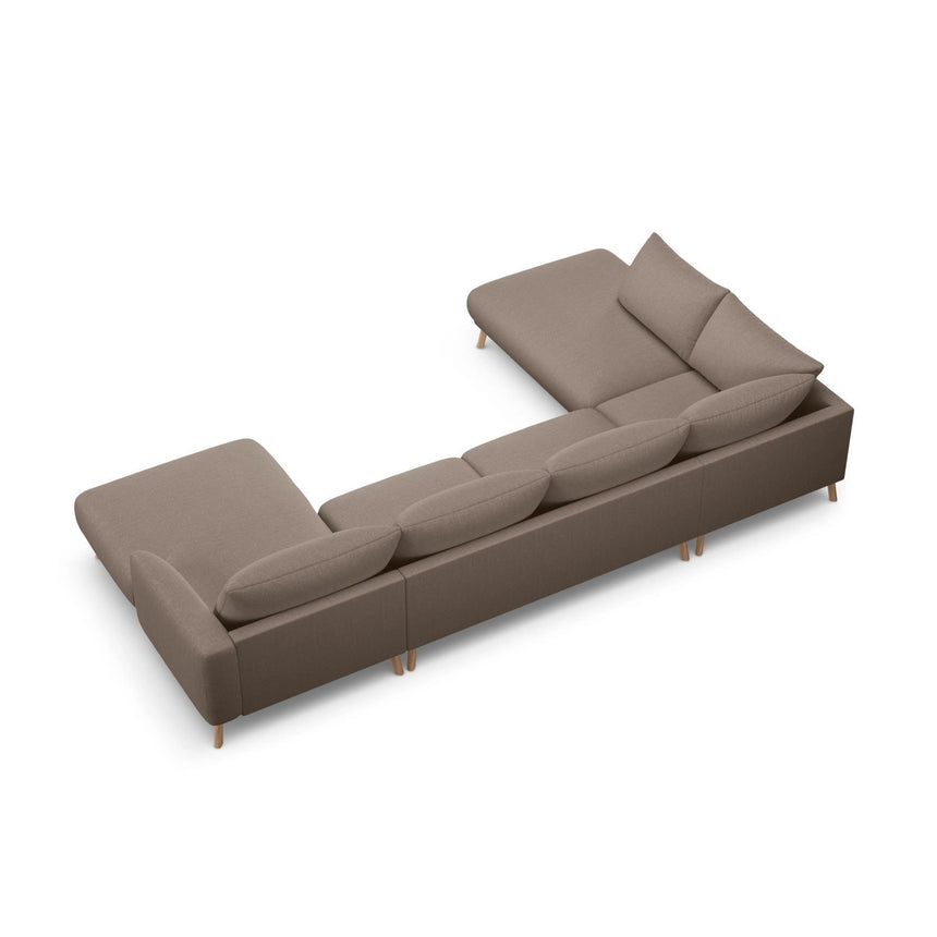 Naomi 6-Sitzer Panoramasofa, Linke Seite, aus Strukturierter Stoff in Cappuccino (Liberty 5), 365x235 cm von Micadoni – Bild 5