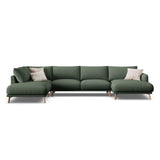 Naomi 6-Sitzer Panoramasofa, Linke Seite, aus Strukturierter Stoff in Moosgrün (Liberty 12), 365x235 cm von Micadoni – Bild 1