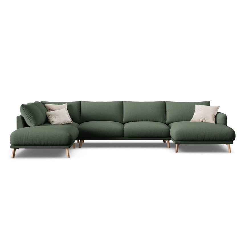 Naomi 6-Sitzer Panoramasofa, Linke Seite, aus Strukturierter Stoff in Moosgrün (Liberty 12), 365x235 cm von Micadoni – Bild 1
