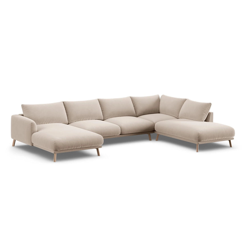 Naomi 6-Sitzer Panoramasofa, Rechte Seite, aus Samt in Beige (Salvador 1), 365x235 cm von Micadoni – Bild 4