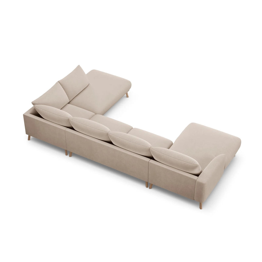 Naomi 6-Sitzer Panoramasofa, Rechte Seite, aus Samt in Beige (Salvador 1), 365x235 cm von Micadoni – Bild 5