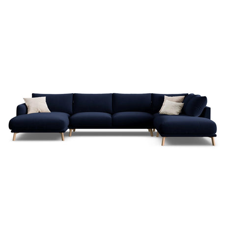 Naomi 6-Sitzer Panoramasofa, Rechte Seite, aus Samt in Königsblau (Salvador 5), 365x235 cm von Micadoni – Bild 1