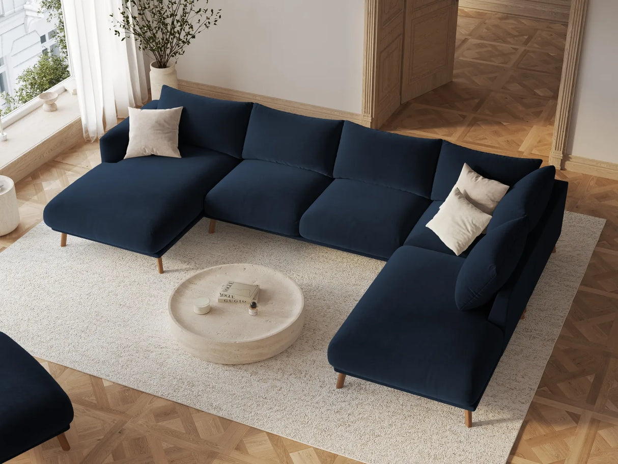 Naomi 6-Sitzer Panoramasofa, Rechte Seite, aus Samt in Königsblau (Salvador 5), 365x235 cm von Micadoni – Bild 2