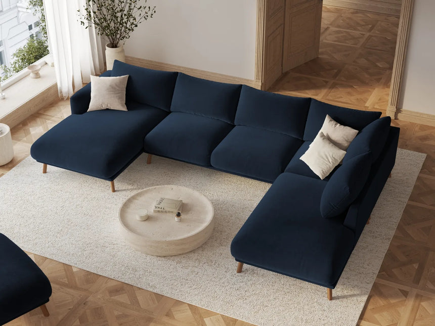 Naomi 6-Sitzer Panoramasofa, Rechte Seite, aus Samt in Königsblau (Salvador 5), 365x235 cm von Micadoni – Bild 2
