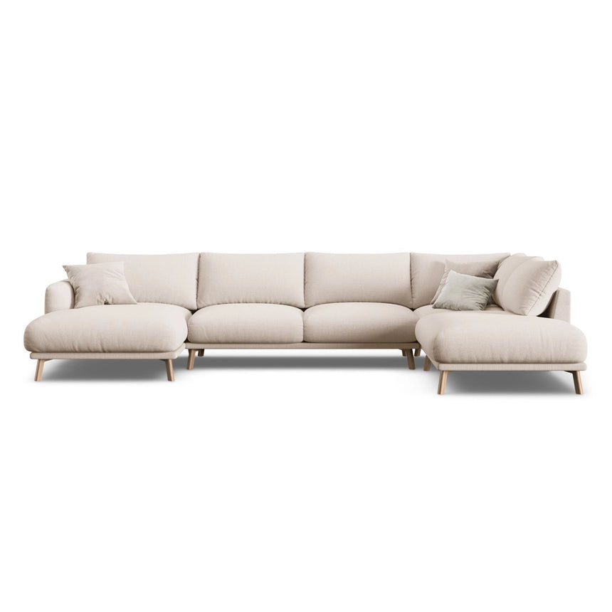Naomi 6-Sitzer Panoramasofa, Rechte Seite, aus Samt oder Strukturstoff, 365x235 cm von Micadoni – Bild 1