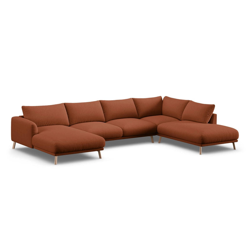 Naomi 6-Sitzer Panoramasofa, Rechte Seite, aus Strukturierter Stoff in Brick (Liberty 9), 365x235 cm von Micadoni – Bild 4