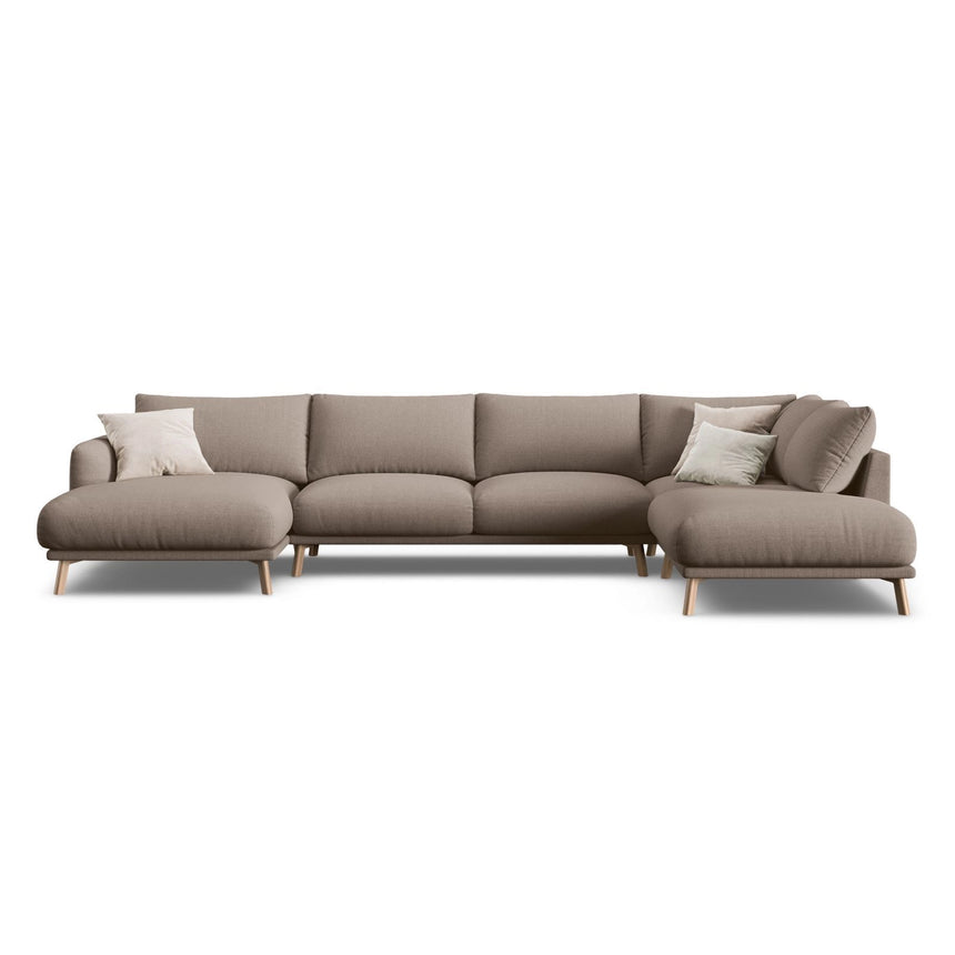 Naomi 6-Sitzer Panoramasofa, Rechte Seite, aus Strukturierter Stoff in Cappuccino (Liberty 5), 365x235 cm von Micadoni – Bild 1