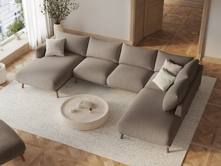 Naomi 6-Sitzer Panoramasofa, Rechte Seite, aus Strukturierter Stoff in Cappuccino (Liberty 5), 365x235 cm von Micadoni – Bild 2