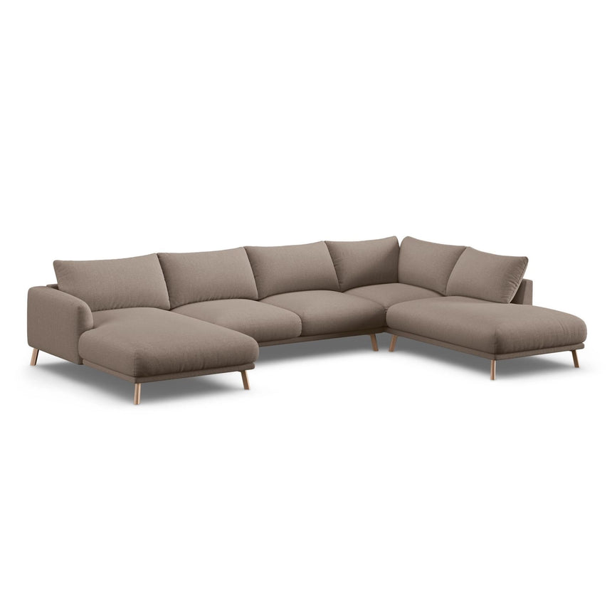 Naomi 6-Sitzer Panoramasofa, Rechte Seite, aus Strukturierter Stoff in Cappuccino (Liberty 5), 365x235 cm von Micadoni – Bild 4