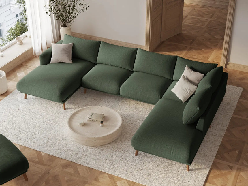 Naomi 6-Sitzer Panoramasofa, Rechte Seite, aus Strukturierter Stoff in Moosgrün (Liberty 12), 365x235 cm von Micadoni – Bild 2