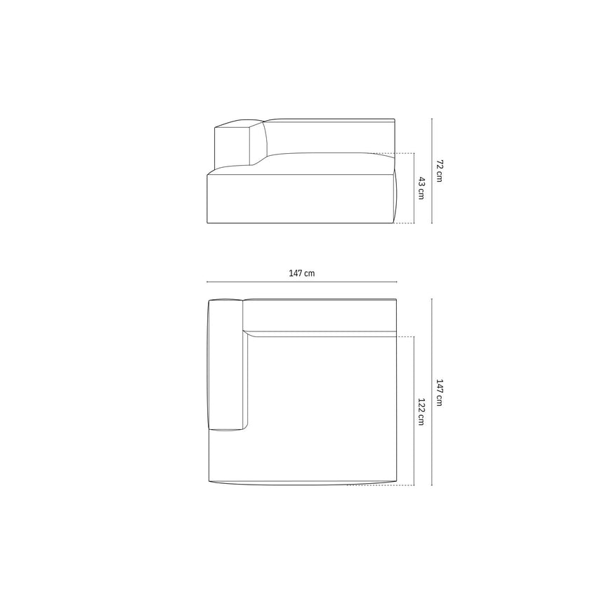 Nuria Modulares Sofa Sitzelement, Linke Seite, aus Boucle in Cappuccino (Monet Cappucino), 147x147 cm von Micadoni – Bild 2
