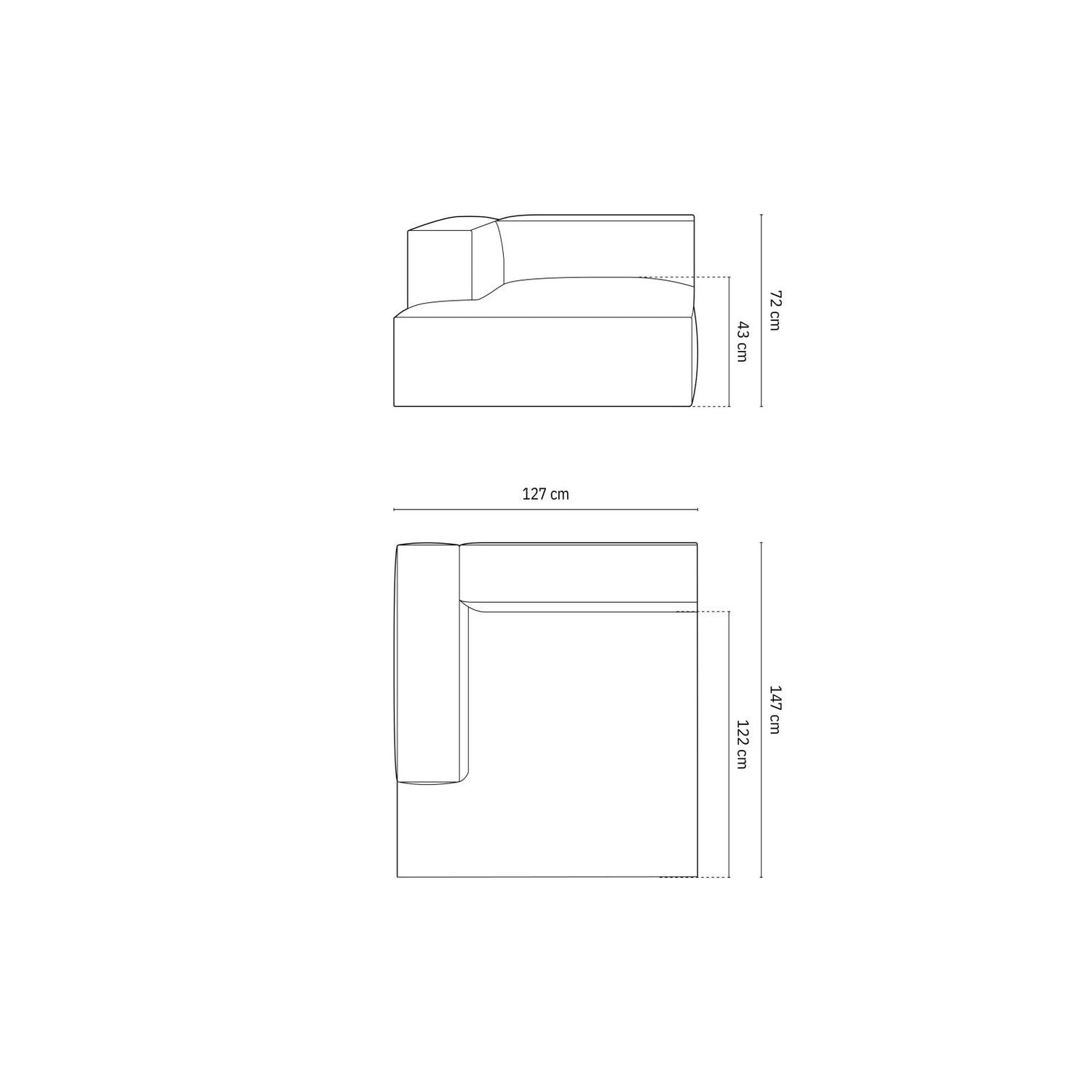 Nuria Modulares Sofa Sitzelement, Linke Seite, aus Samt, Boucle oder Strukturstoff, 147x127 cm von Micadoni – Bild 2
