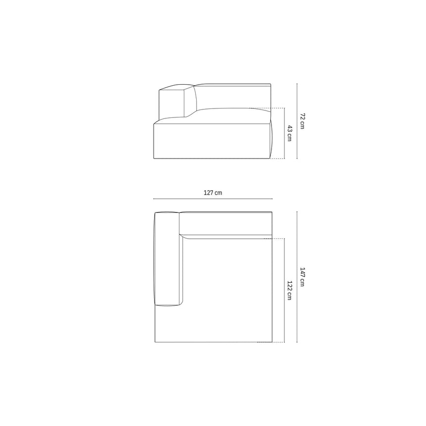 Nuria Modulares Sofa Sitzelement, Linke Seite, aus Samt, Boucle oder Strukturstoff, 147x127 cm von Micadoni – Bild 2