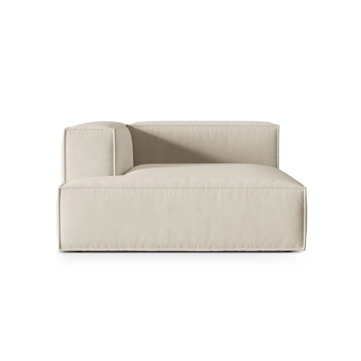 Nuria Modulares Sofa Sitzelement, Linke Seite, aus Samt in Beige (Paris Cream), 147x147 cm von Micadoni – Bild 1