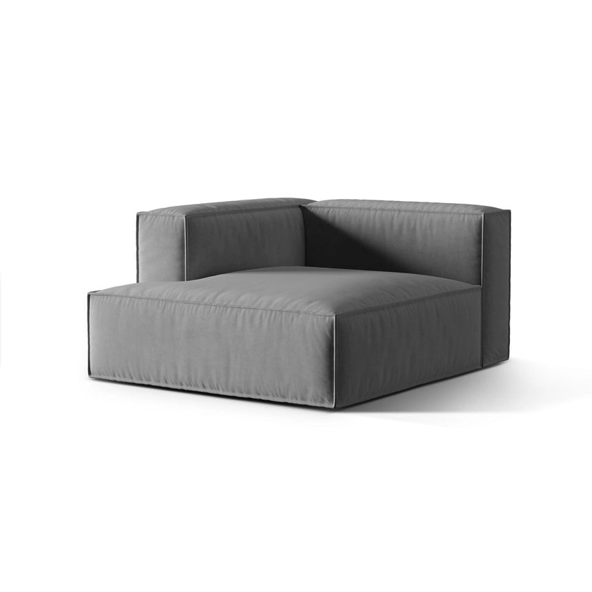 Nuria Modulares Sofa Sitzelement, Linke Seite, aus Samt in Grau (Paris Steel), 147x127 cm von Micadoni – Bild 3