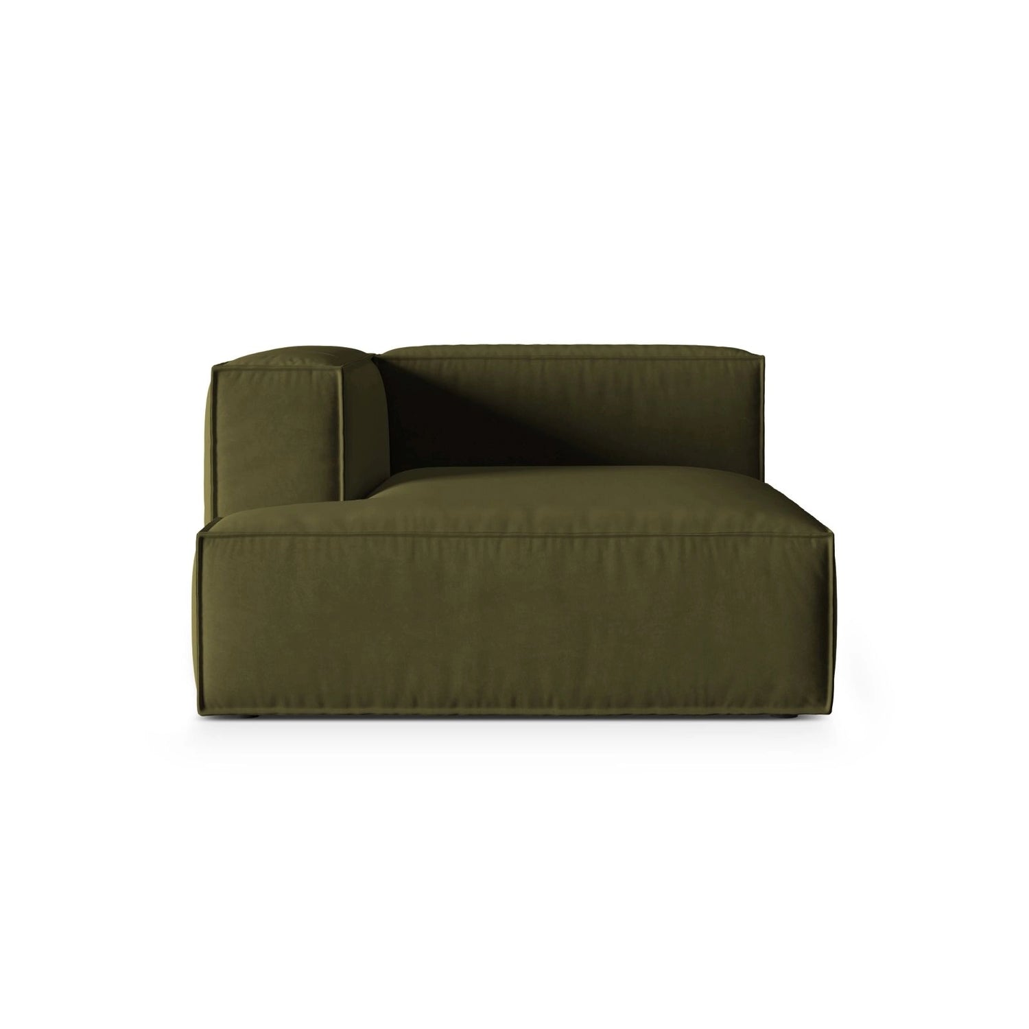 Nuria Modulares Sofa Sitzelement, Linke Seite, aus Samt in Moosgrün meliert (Paris Forest), 147x127 cm von Micadoni – Bild 1