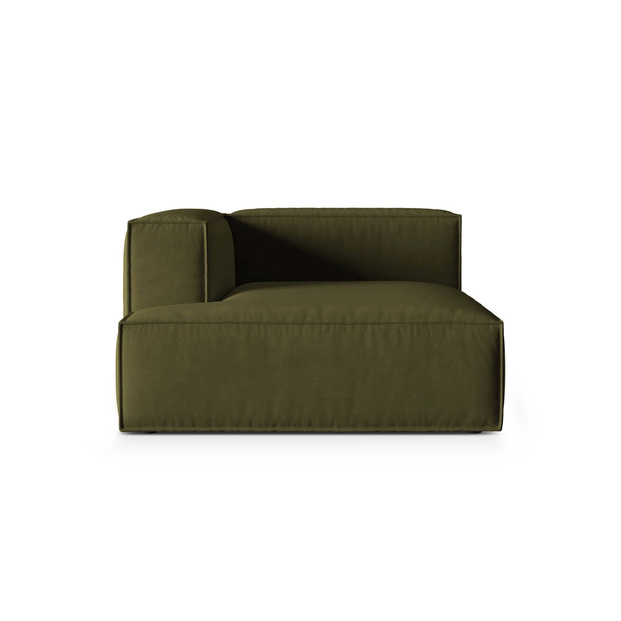 Nuria Modulares Sofa Sitzelement, Linke Seite, aus Samt in Moosgrün meliert (Paris Forest), 147x127 cm von Micadoni – Bild 1