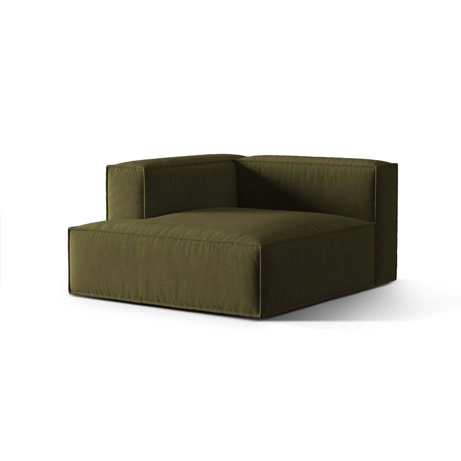 Nuria Modulares Sofa Sitzelement, Linke Seite, aus Samt in Moosgrün meliert (Paris Forest), 147x127 cm von Micadoni – Bild 3