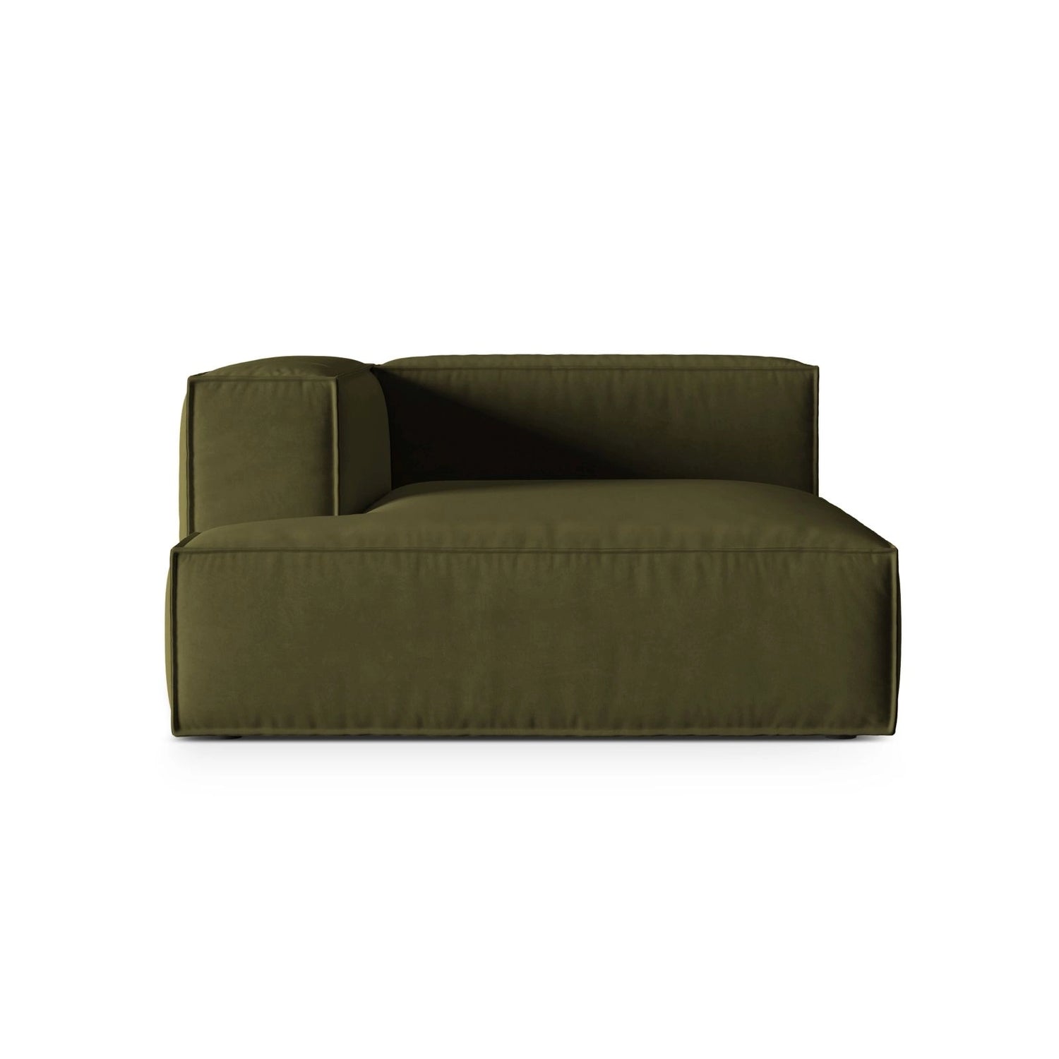 Nuria Modulares Sofa Sitzelement, Linke Seite, aus Samt in Moosgrün meliert (Paris Forest), 147x147 cm von Micadoni – Bild 1