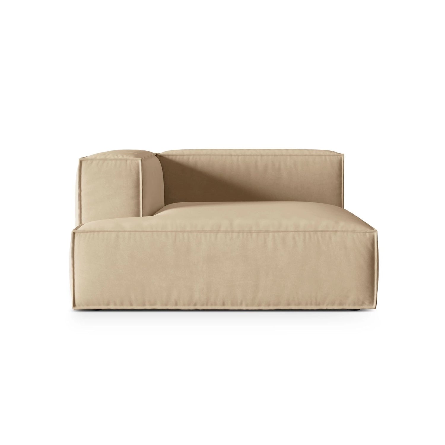 Nuria Modulares Sofa Sitzelement, Linke Seite, aus Samt in Nude (Paris Beige), 147x147 cm von Micadoni – Bild 1
