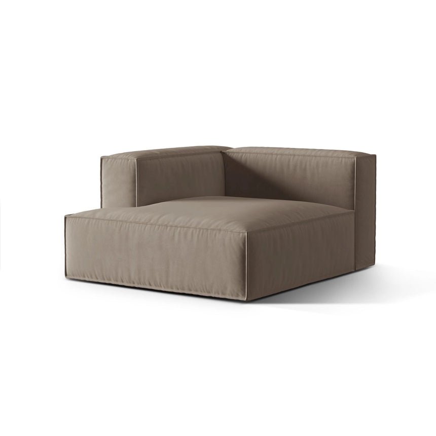 Nuria Modulares Sofa Sitzelement, Linke Seite, aus Samt in Warmes Grau (Paris Khaki), 147x127 cm von Micadoni – Bild 3