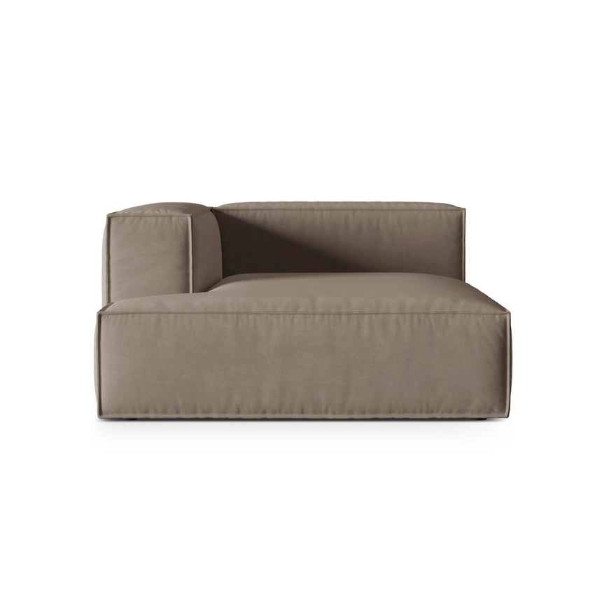 Nuria Modulares Sofa Sitzelement, Linke Seite, aus Samt in Warmes Grau (Paris Khaki), 147x147 cm von Micadoni – Bild 1