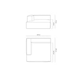 Nuria Modulares Sofa Sitzelement, Linke Seite, aus Samt in Warmes Grau (Paris Khaki), 147x147 cm von Micadoni – Bild 2