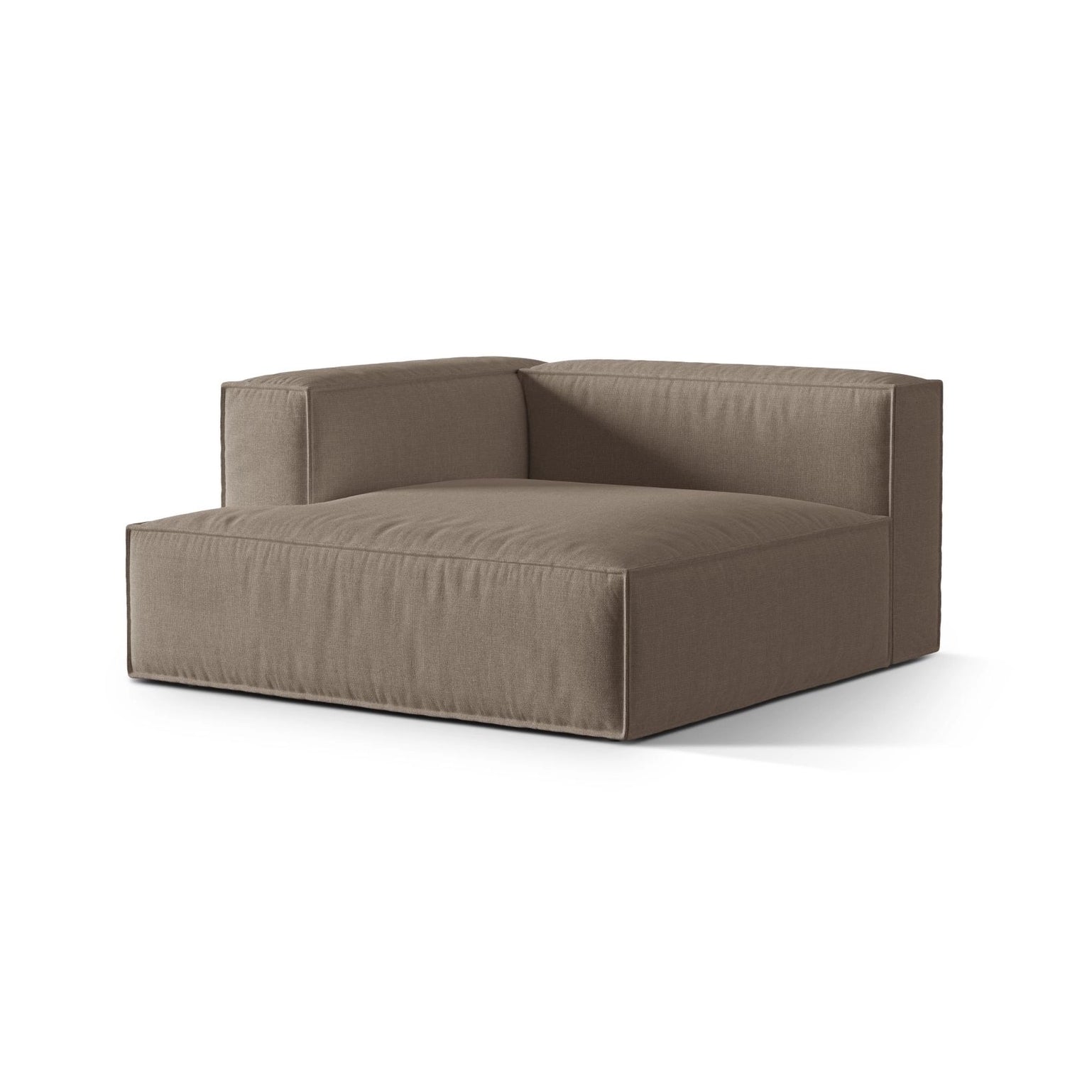 Nuria Modulares Sofa Sitzelement, Linke Seite, aus Samt in Warmes Grau (Paris Khaki), 147x147 cm von Micadoni – Bild 3