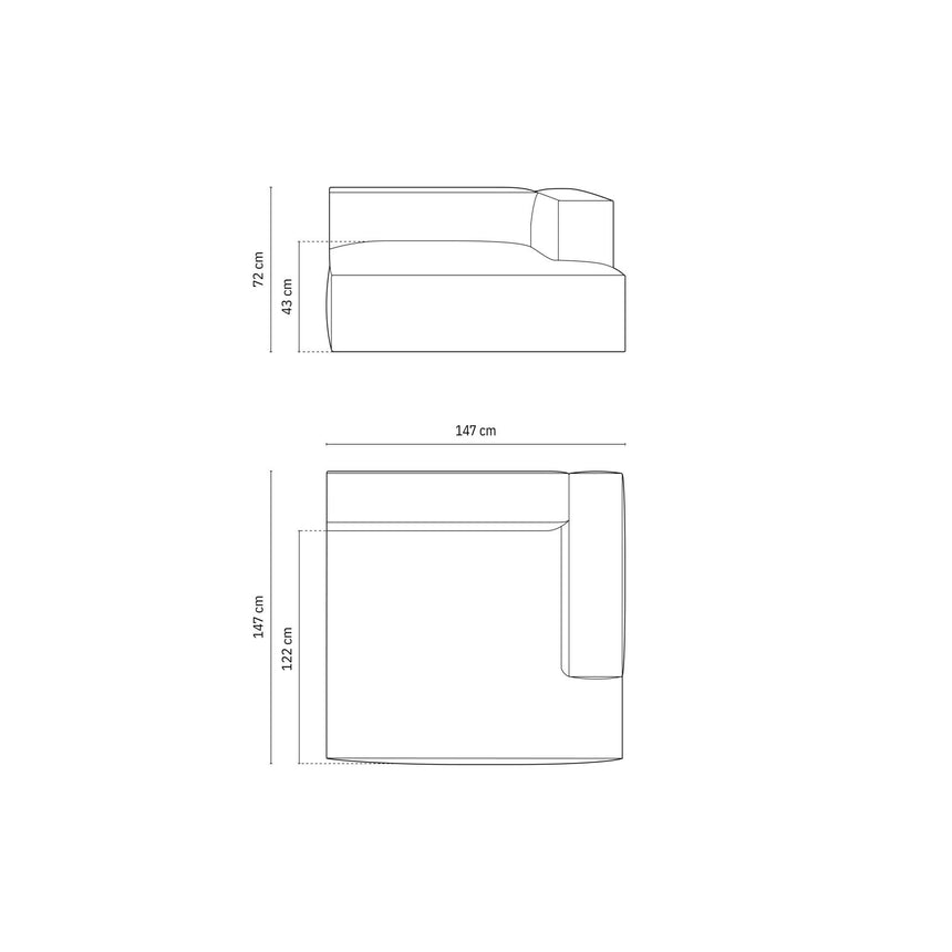 Nuria Modulares Sofa Sitzelement, Rechte Seite, aus Boucle in Graphit (Monet Graphite), 147x147 cm von Micadoni – Bild 2