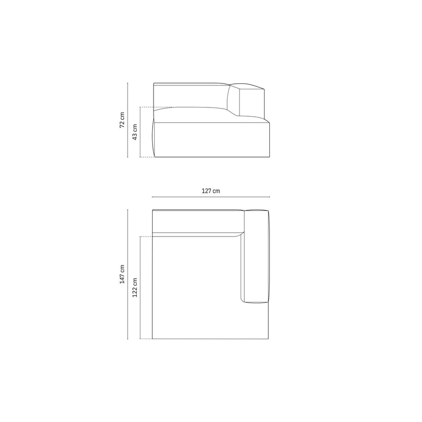 Nuria Modulares Sofa Sitzelement, Rechte Seite, aus Boucle in Silber (Monet Silver), 147x127 cm von Micadoni – Bild 2