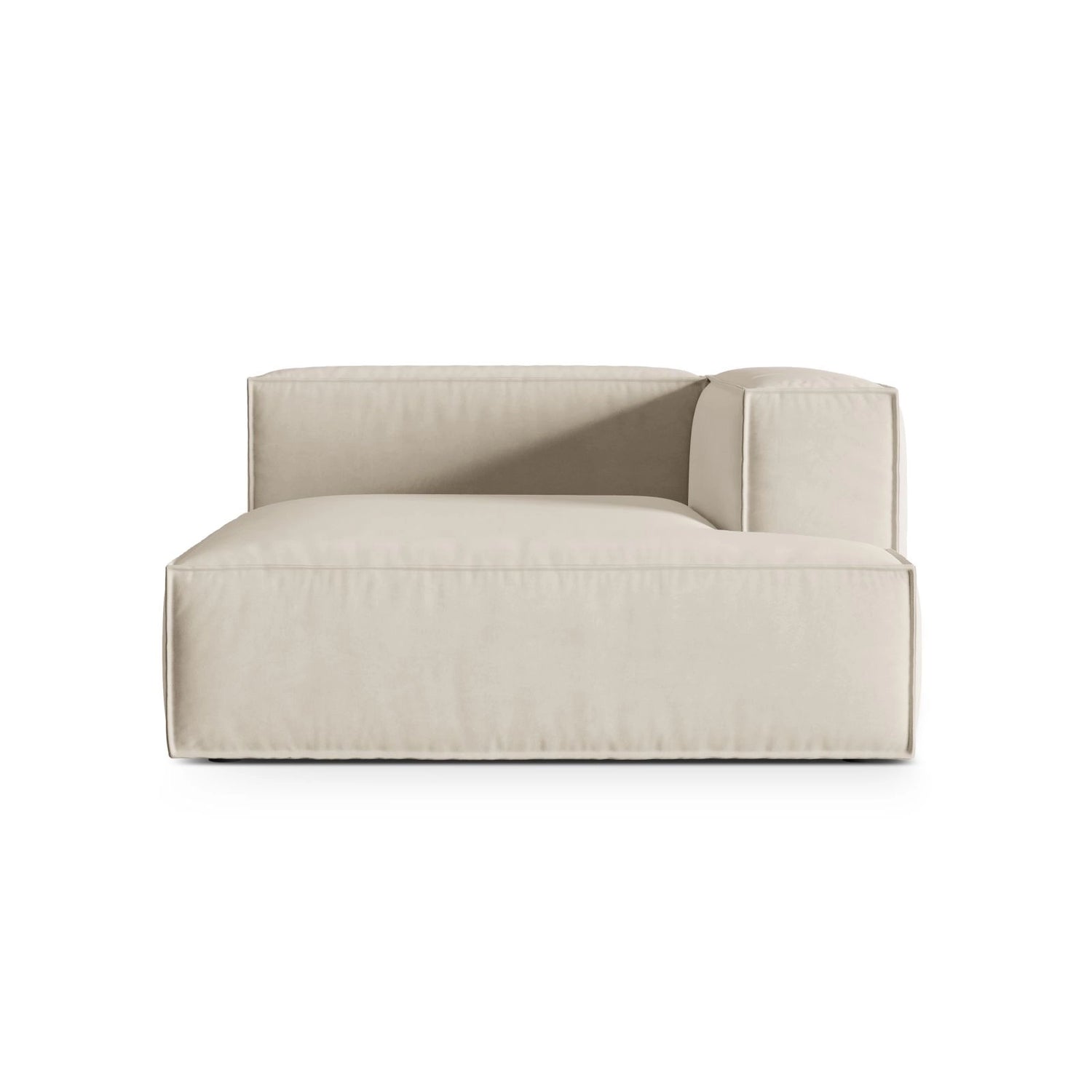 Nuria Modulares Sofa Sitzelement, Rechte Seite, aus Samt in Beige (Paris Cream), 147x147 cm von Micadoni – Bild 1